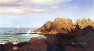 ウィリアム・スタンリー・ハゼルタイン Painting - ナハントの岩の風景 ルミニズム ウィリアム・スタンリー・ハゼルタイン
